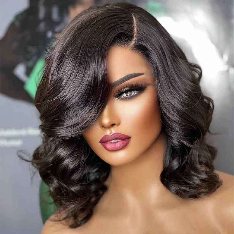 Brennas Hair Body Wave Full Lace Bob Wig Human Hair Full Lace Wigs for Black Women Pre Plucked 180% Density Glueless Wigs Human Hair Loose Body Wave Short Bob Wig Brazilian Unprocessed Virgin Human Hair Wig