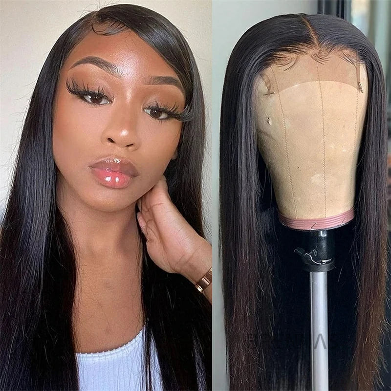 Straight 4x4 HD Lace Closure Wigs Human Hair for Black Women Pre Plucked with Baby Hair - Brennas Hair