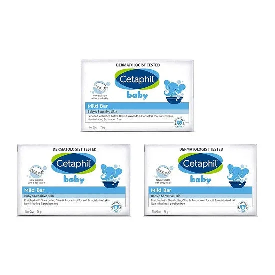 Cetaphil Baby Mild Bar 75GM, PACK OF 3