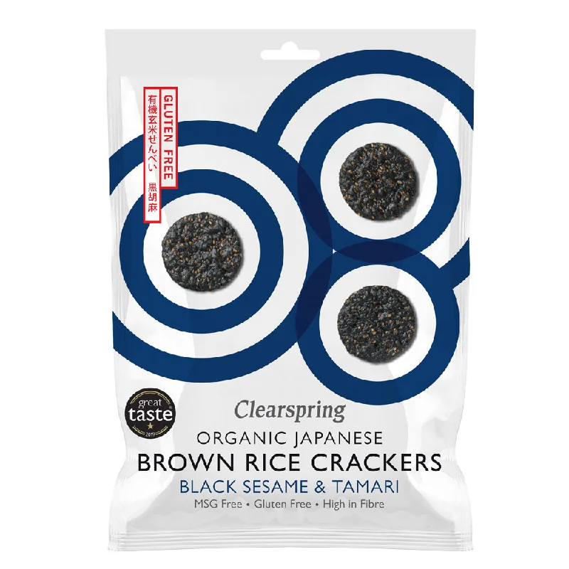 Clearspring Organic Japanese Brown Rice Crackers - Black Sesame & Tamari