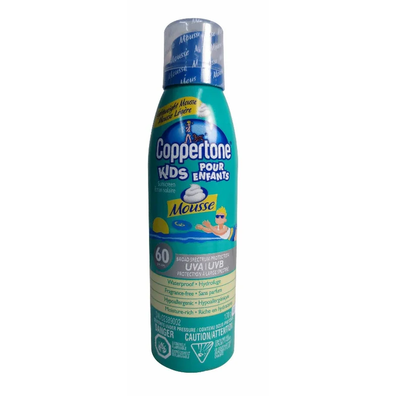 Coppertone Kids Sunscreen Mousse SPF 60  Fragrance Free 6 oz