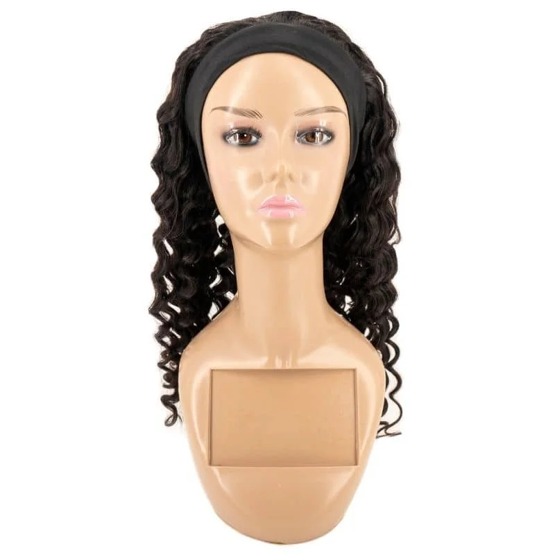 100% Human Deep Wave Headband Wig