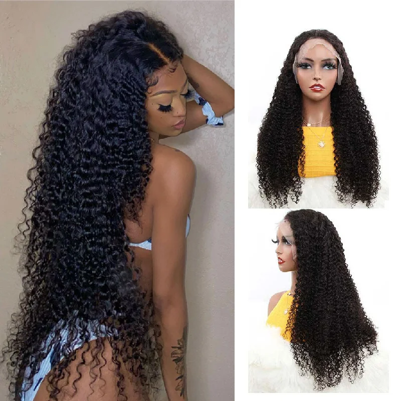 wigs for women with short haircuts -Fleeky Hair Undetectable Invisible HD Lace Wigs Kinky Curly 13x4 13x6 Lace Frontal Wigs 4x4 5x5 Lace Closure Wig