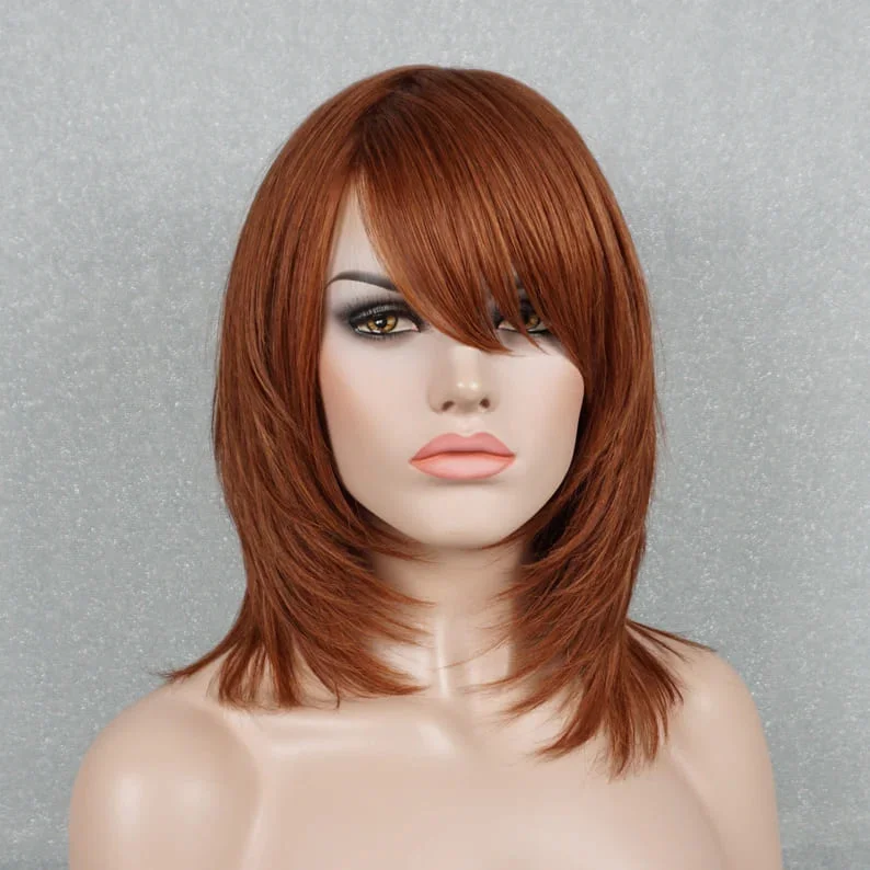 Ginger Short Pixie Cut Layered With Bangs Mono Top Human Hair Wig