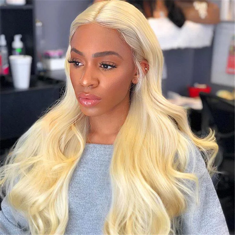 easy-to-wear synthetic wigs for beginners -Megalook 13x4 Lace Front Wig honey Blonde 613 Wig Can Dye to Pink Blue Purple Silver Ginger Orange