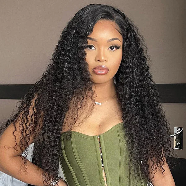 adjustable strap wigs for better fit -OQ HAIR Kinky Curly Wear Go Wig Pre-cut 7x5 HD Lace With Natural Hairline Bleached Knots Wig