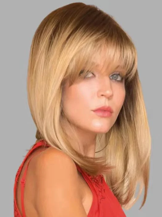 Middle Length Blonde 100% Human Hair With Softly Swept Bangs Women Wigs