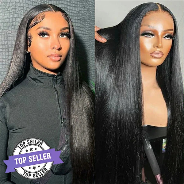 Brennas Hair 13x4 Long Straight Human Hair 13x6 Lace Front Wig For Black Women Bleached Knots Brazilian Human Hair