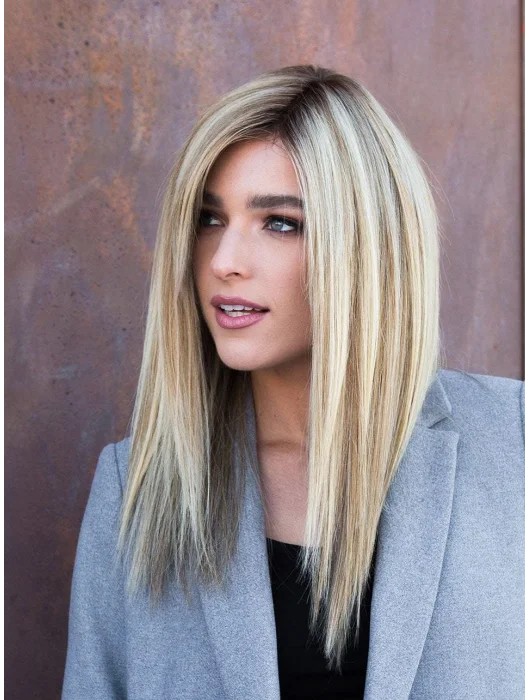 Long Straight Layered Blonde Mono Top Remy Human Hair Wigs(Hand-Tied)