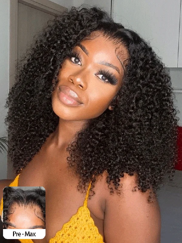 non-shedding wigs for women -CurlyMe Pre-cut 9x6 Lace M-cap Wear Go Glueless Mini Knots Afro Curly Hair HD Lace Front Wig Pre-plucked