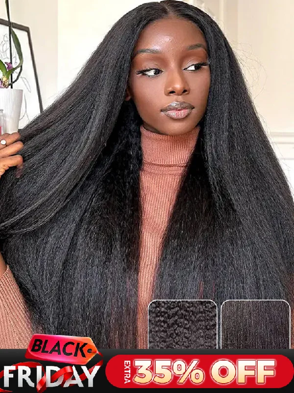 luxurious lace wigs for elite looks -CurlyMe Pre-cut 9x6 Lace M-cap Wear Go Glueless Mini Knots Kinky Straight Hair HD Lace Front Wig Pre-plucked