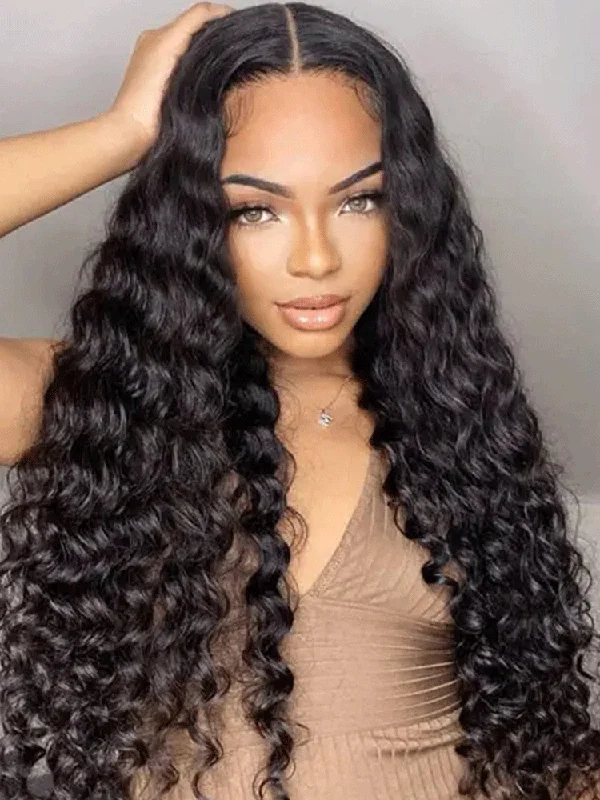 curly wigs for black women -CurlyMe Pre-cut 9x6 Lace M-cap Wear Go Glueless Mini Knots Loose Deep Hair HD Lace Front Wig Pre-plucked