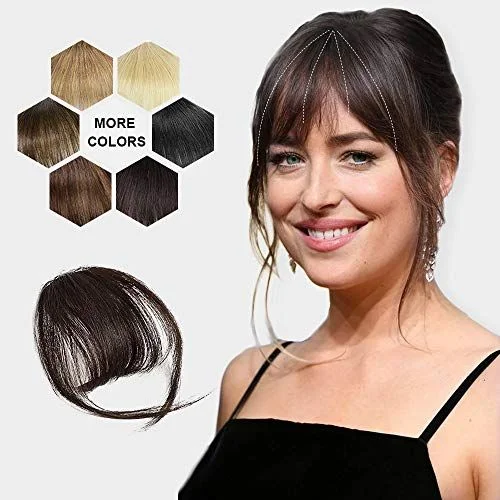 9inch Mini Thin Light Hand-made Clip on Human Hair Bangs Hairpiece