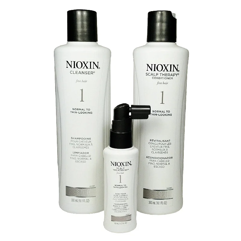 anti-hair loss serum for thick hair-Nioxin System 1 Hair System Kit 3 Part Savings