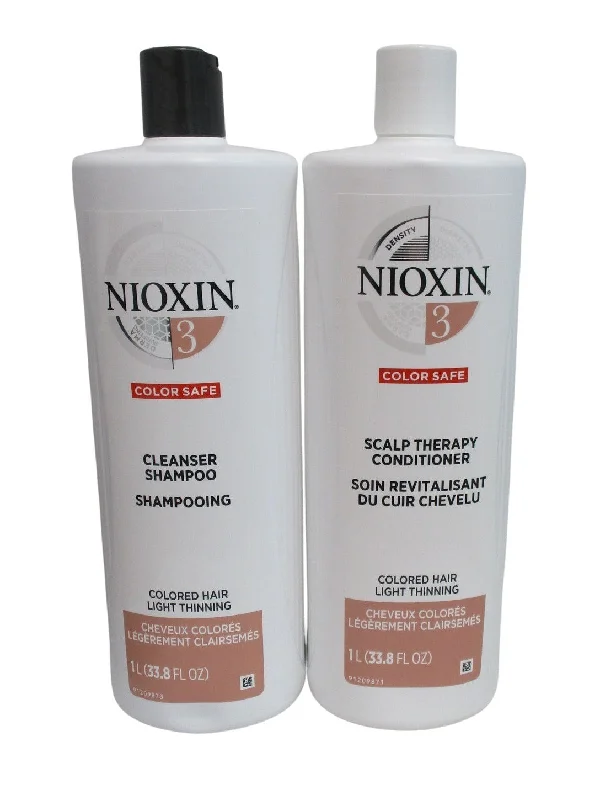 hydrating hair care for thick curls-Nioxin System 3 Cleanser and Scalp Therapy 33.8 oz Duo