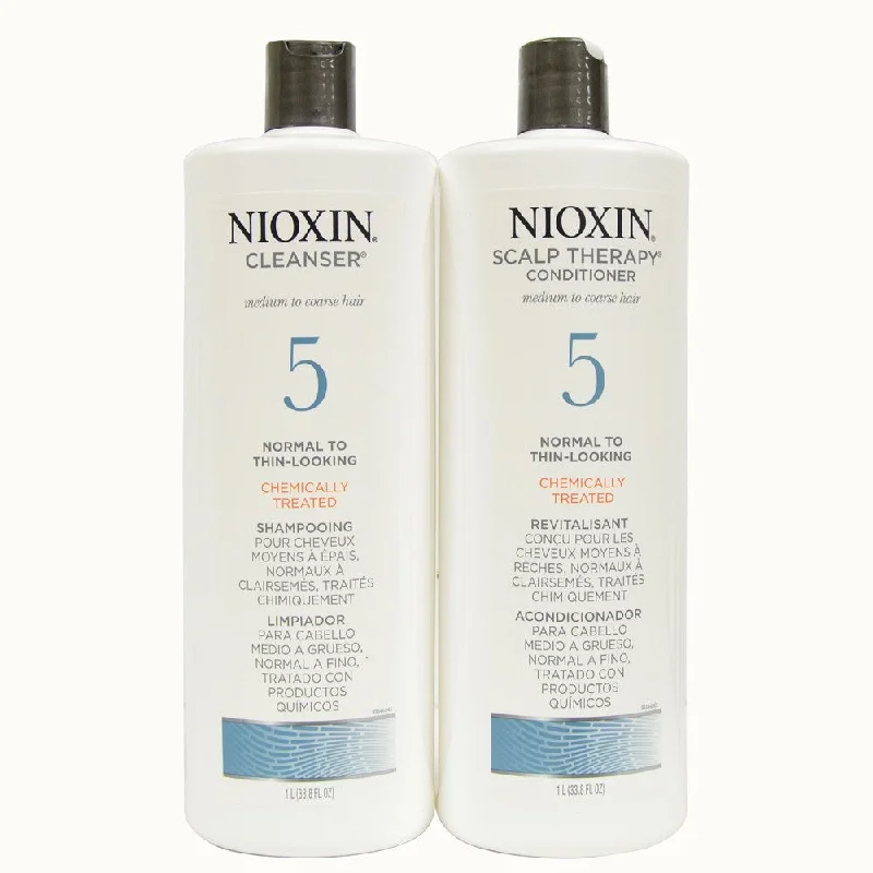 moisturizing products for curly hair-Nioxin System 5 Cleanser and Scalp Therapy 33.8 oz Duo