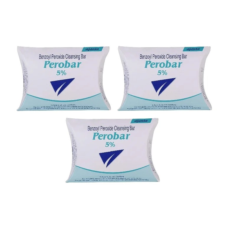 Perobar 5% Cleansing Bar 75GM, PACK OF 3