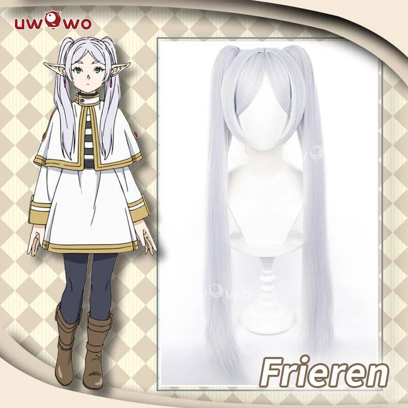 cosplay wigs for women with vibrant colors -Uwowo Anime Frieren: Beyond Journey's End Frieren Cosplay Wig Two Colors Long Hair