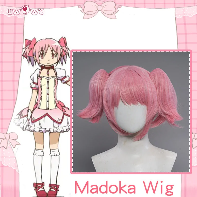 versatile wigs for work and play -Uwowo Anime Puella Magi Madoka Magica Cosplay  Wig Kaname Madoka Wig Short Pink Hair