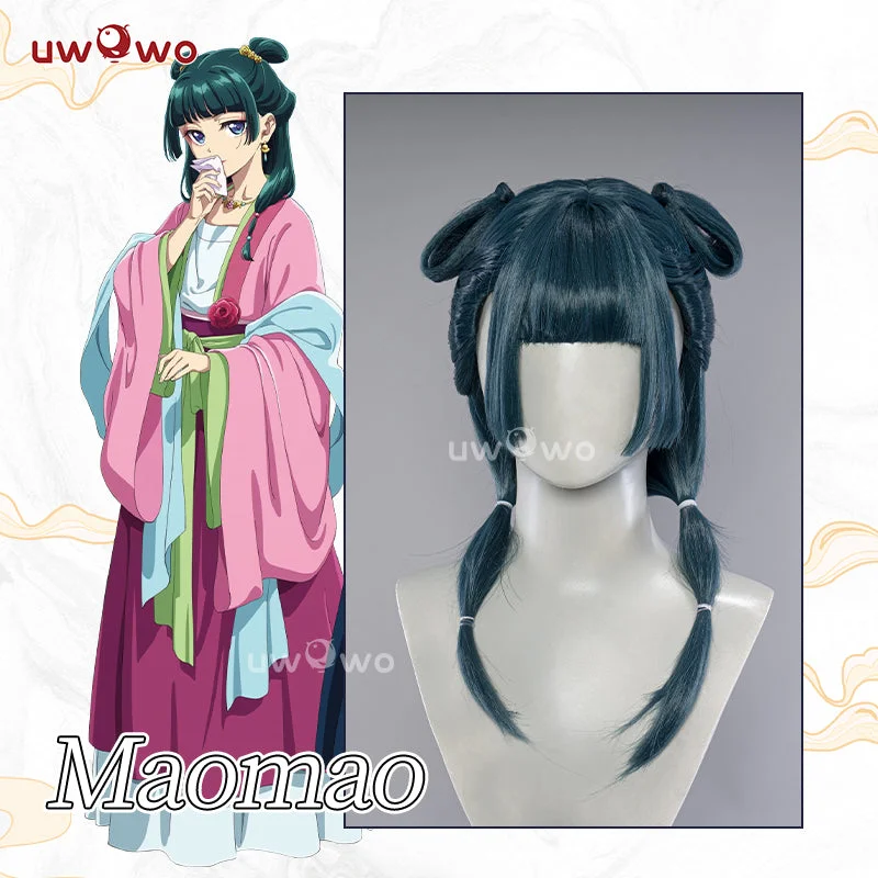 full lace wigs for natural look -Uwowo Anime The Apothecary Diaries Maomao Garden Party Hanfu Cosplay Wig Long Green Hair