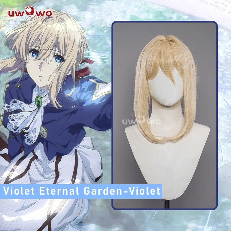 trendy wigs for women with creative styles -Uwowo Anime Violet Evergarden Cosplay Wig Violet Wig Yellow Long Hair