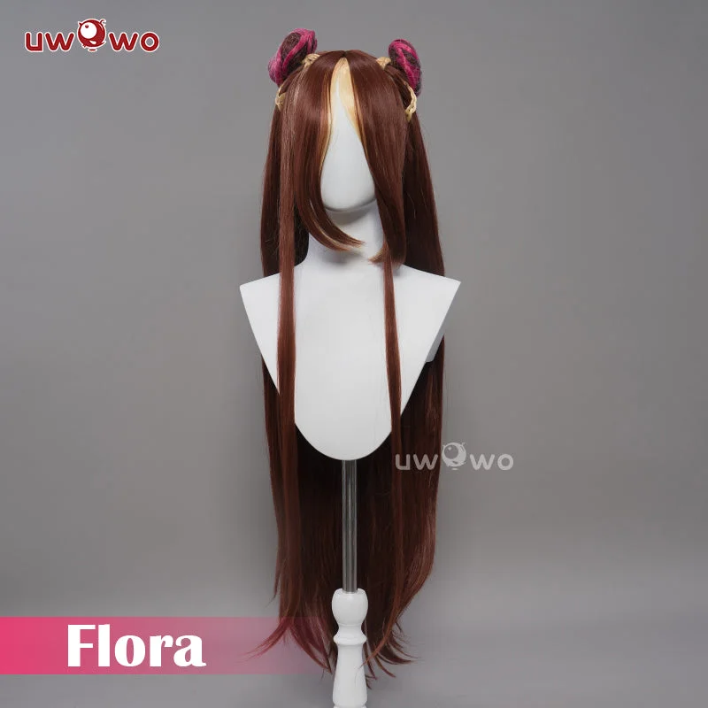 easy-to-maintain wigs for busy women -Uwowo Flora  Princess Wings Fairy Club Cosplay Wig Long Brwon Hair