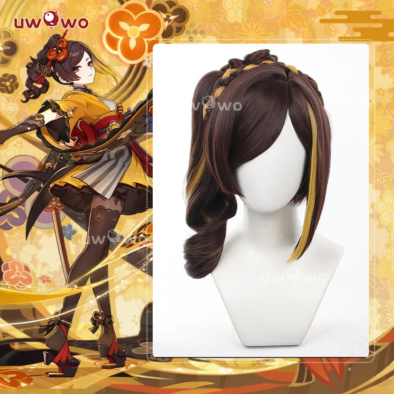 trendy ombre wigs for bold styles -Uwowo Game Genshin Impact Chiori Wig Middle Brown Hair