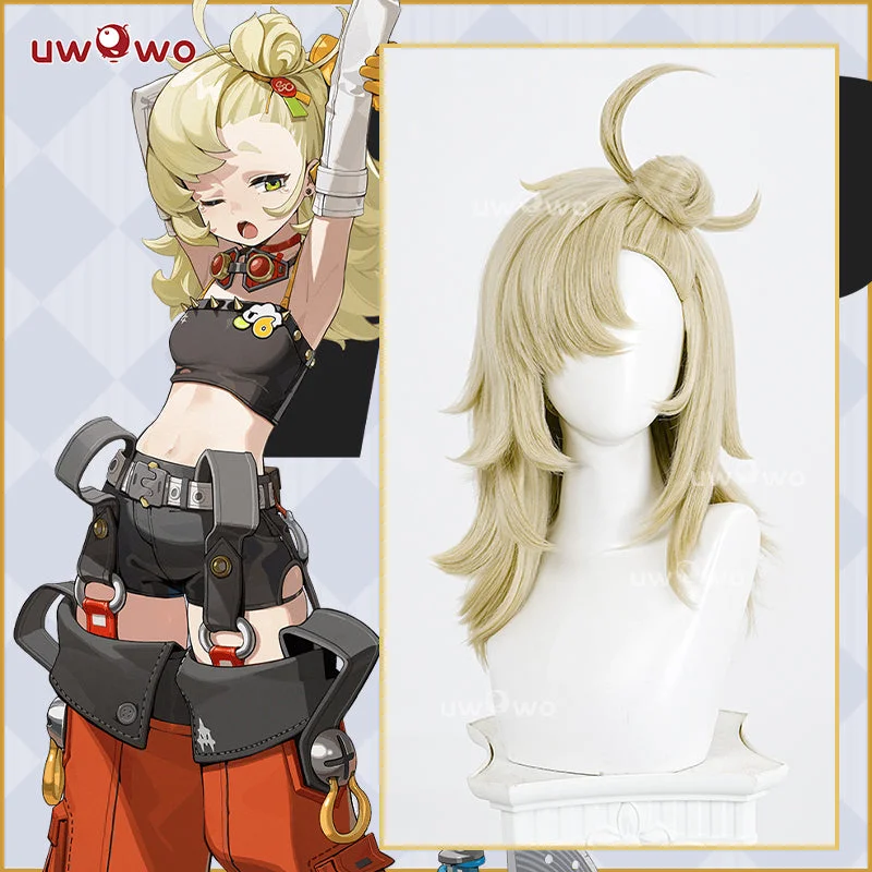 wigs for women with thick curls and volume -Uwowo Game Zenless Zone Zero ZZZ Piper Wheel Cosplay Wig Long Yellow Hair