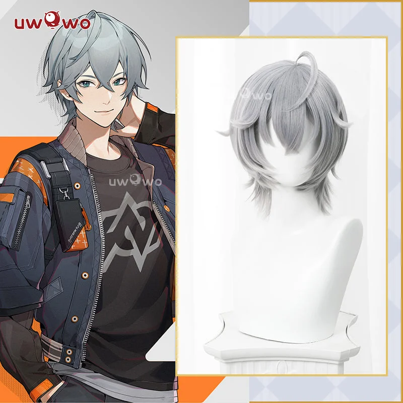 long curly wigs for party styles -Uwowo Game Zenless Zone Zero/ZZZ Wise Cosplay Wig Short Grey Hair