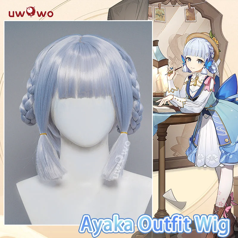 voluminous wigs for a bold statement -Uwowo Genshin Impact Ayaka Fontaine Springbloom Missive Dress New Skin Outfit Cosplay Wig