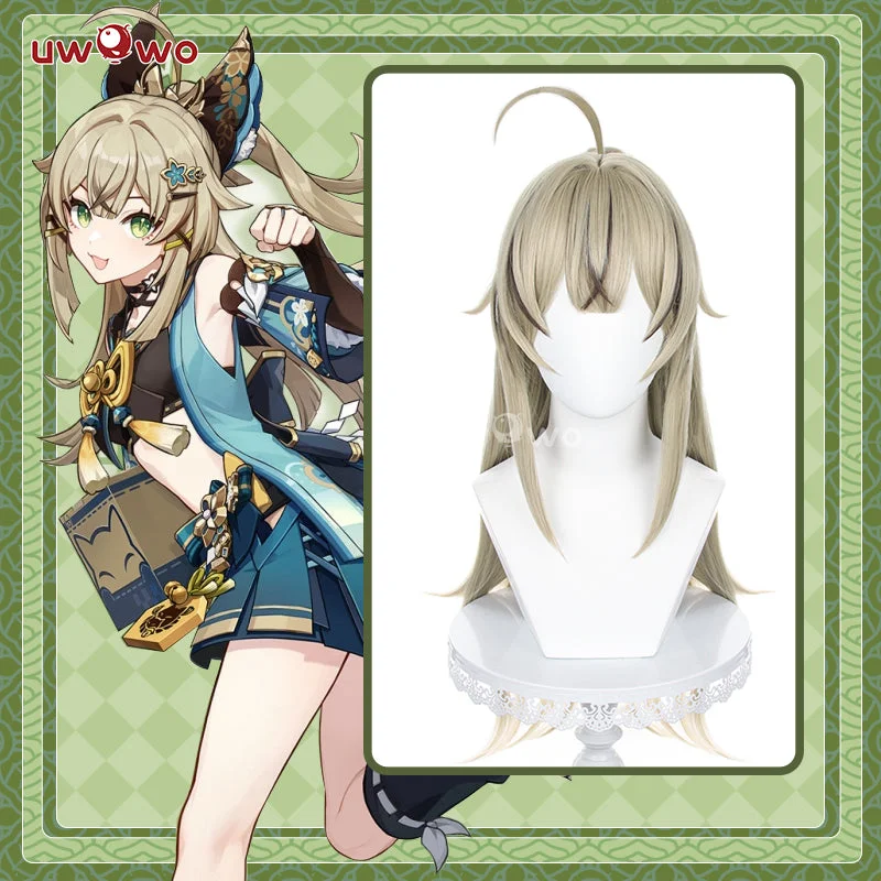 easy-to-use wigs for busy mornings -Uwowo Genshin Impact Wig Kirara Cosplay Wig Light Brown Long Hair