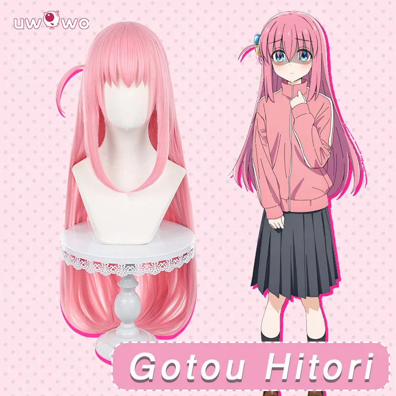 quick-apply wigs for busy professionals -UWOWO Gotou Hitori Cosplay Bocchi The Rock Gotou Hitori Cosplay Wig Pink Long Hair