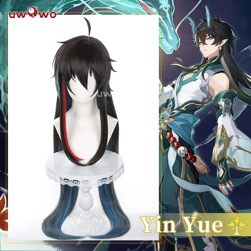 wigs for women with larger forehead -Uwowo Honkai: Star Rail Dan Heng Imbibitor Lunae Cosplay Wig Long Black Hair