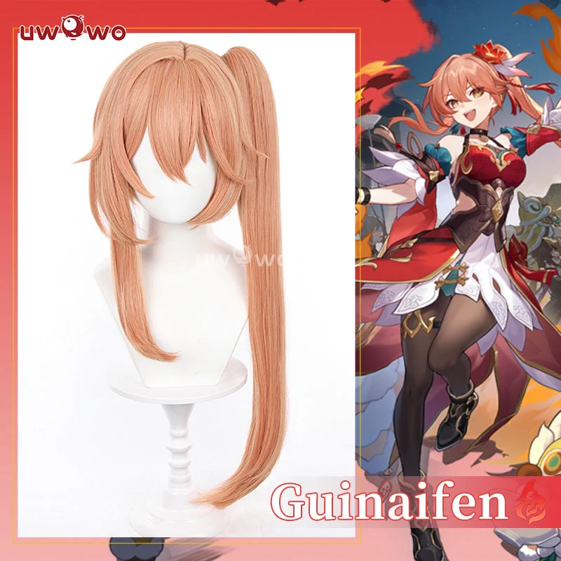 wigs for women with natural textures -Uwowo Honkai: Star Rail HSR Guinaifen Cosplay Wig Long Brown Hair