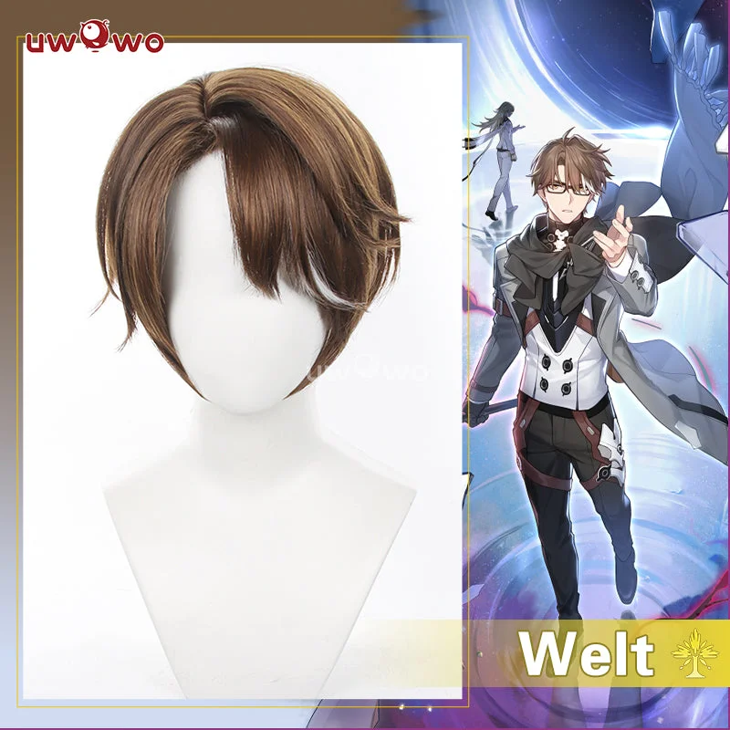 voluminous wigs for women with thick hair -Uwowo Honkai: Star Rail Welt Cosplay Wig Short Brown Hair