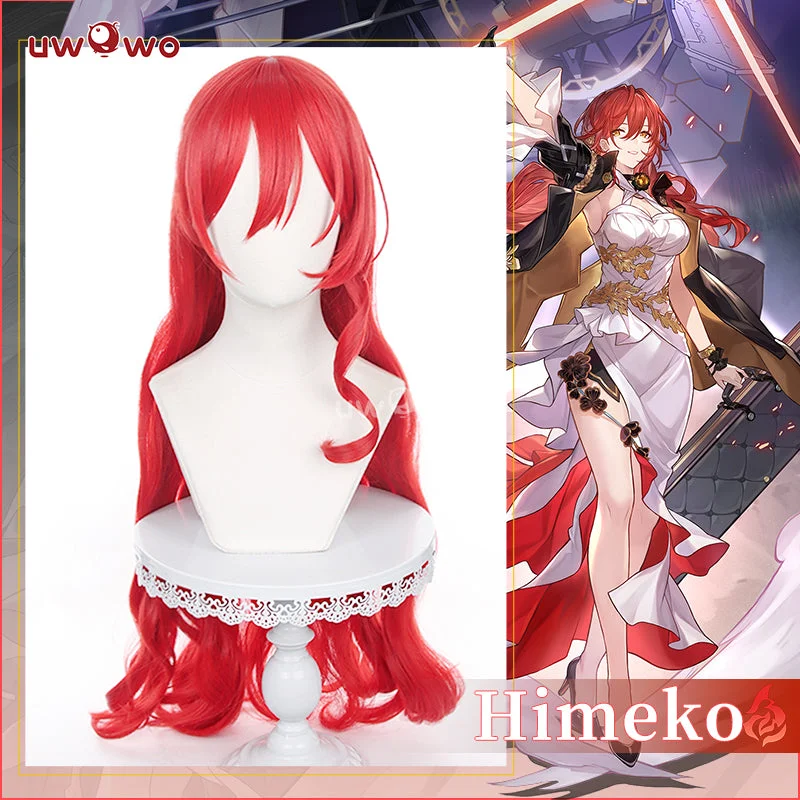 wigs for women with cowlicks -Uwowo Honkai Star Rail Wig Himeko Starward Explorer HSR Dress Cosplay Wig Long Hair