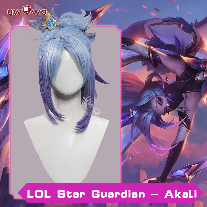 full head wigs for complete coverage -【Pre-sale】Uwowo League of Legends/LOL Costume Star Guardian Akali SG Akali Cosplay Wig