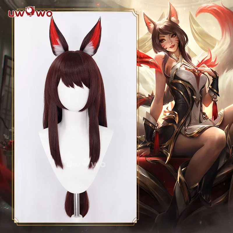 short wavy wigs for women with texture -Uwowo League of Legends/LOL: Risen Legend Ahri Cosplay Wig Long Silver Hair With Ears