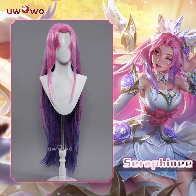 custom wigs for women with different styles -Uwowo League of Legends/LOL: Seraphine Crystal Rose Cosplay  Wig Long Pink Hair