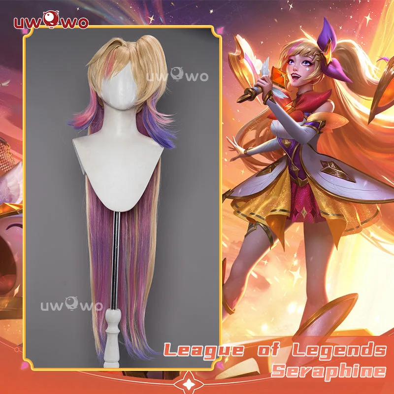 natural style wigs for everyday looks -Uwowo League of Legends/LOL: Star SG Guardian Seraphine Wig Long Hair