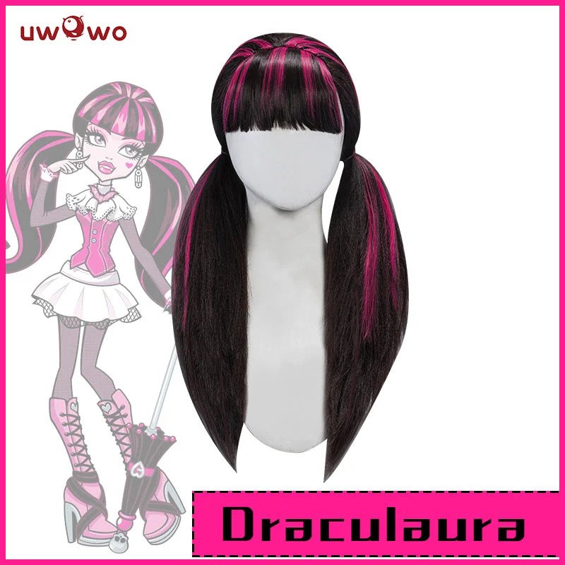 high-quality synthetic wigs for daily use -【In Stock】Uwowo Monster High Cosplay Wig Draculaura Wig Black and Pink Long Hair