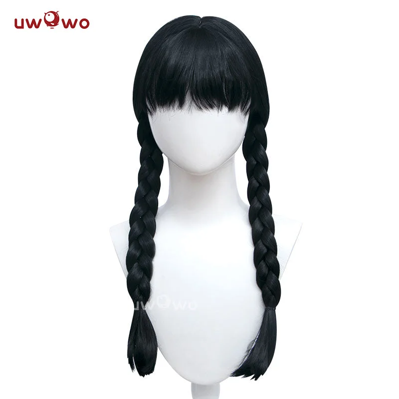 custom wigs for women with different styles -Uwowo Movie Wednesday Addams Cosplay Wig Women Long Braided Hair