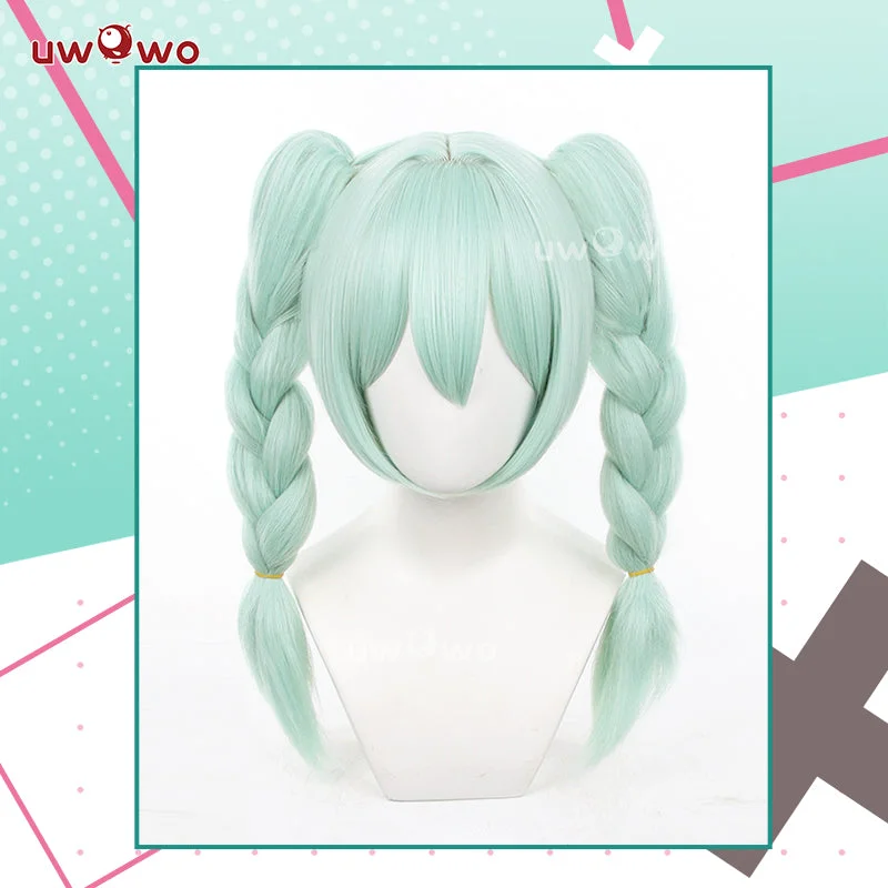 wigs for women with large faces -Uwowo V Singer Cute Bunny Cosplay Wig Middle Light Green Hair