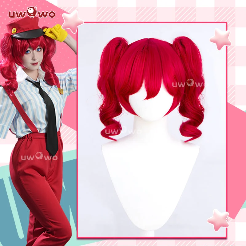 fashionable wigs for night outs -Uwowo V Singer Kasane Teto Mesmerizer Cosplay Wig Middle Wine Hair With Pony Tails