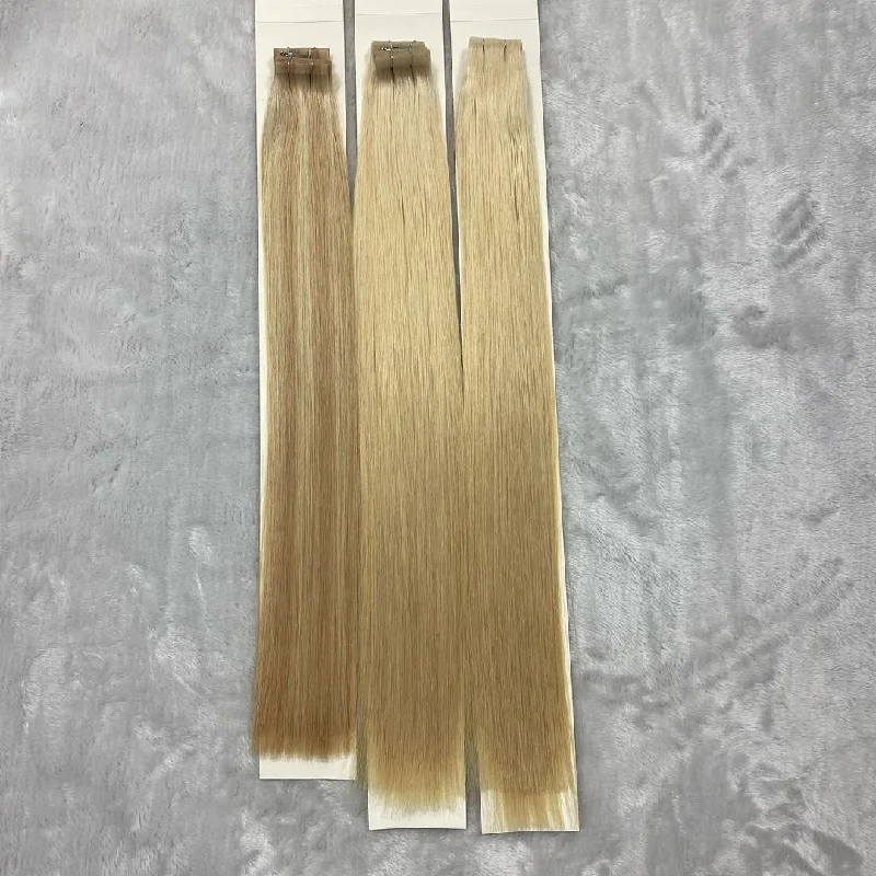 12-28inch Platinum Blonde Silky Straight PU Skin Tape In Human Hair Extensions