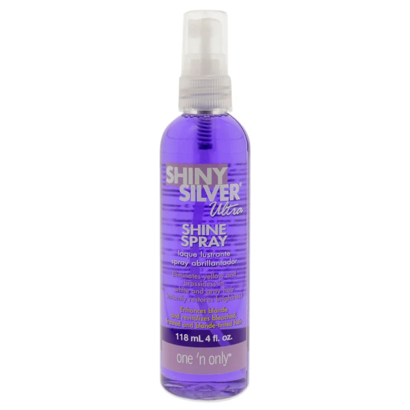 hydrating hair masks for curly hair-One n Only Shiny Silver Ultra Shine Spray by One n Only for Unisex - 4 oz Hair Spray