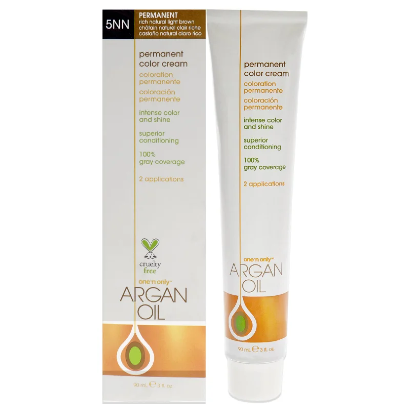 moisture repair hair care for dry scalp-One n Only Argan Oil Permanent Color Cream - 5NN Rich Natural Light Brown by One n Only for Unisex - 3 oz Hair Color