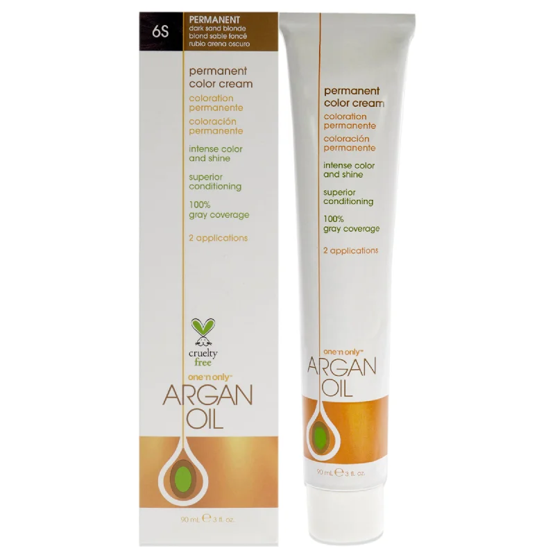 hair care products for weak, brittle hair-One n Only Argan Oil Permanent Color Cream - 6S Dark Sand Blonde by One n Only for Unisex - 3 oz Hair Color