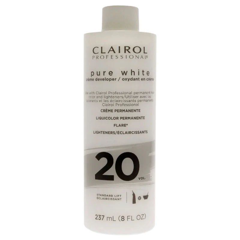 curly hair care kit for frizz-Clairol Pure White 20 Volume Creme Developer by Clairol for Unisex - 8 oz Lightener