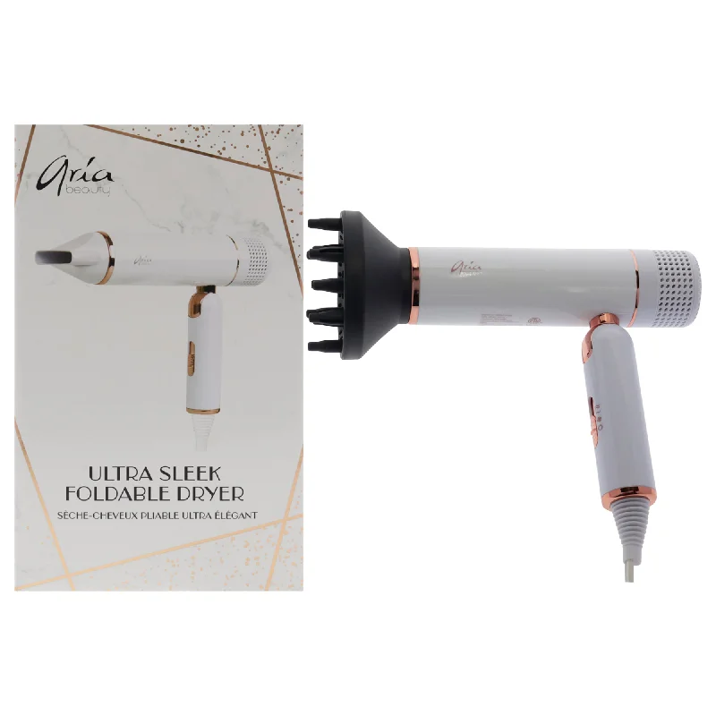 natural conditioner for oily scalp-Aria Beauty Ultra Sleek Foldable Hair Dryer - White by Aria Beauty for Women - 1 Pc Hair Dryer